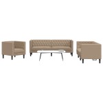 vidaXL Set canapele Chesterfield cu 3 locuri, cappuccino, piele eco.