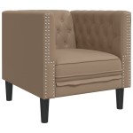 vidaXL Set canapele Chesterfield cu 3 locuri, cappuccino, piele eco.