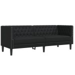 vidaXL Set canapele Chesterfield cu 2 locuri, negru, piele eco.