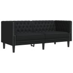 vidaXL Set canapele Chesterfield cu 2 locuri, negru, piele eco.