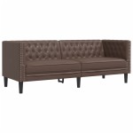 vidaXL Set canapele Chesterfield cu 2 locuri, maro, piele eco.