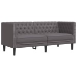 vidaXL Set canapele Chesterfield cu 2 locuri, gri, piele eco.