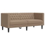 vidaXL Set canapele Chesterfield cu 2 locuri, cappuccino, piele eco.