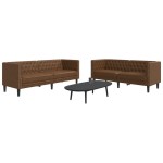 vidaXL Set canapele Chesterfield cu 2 locuri, maro piele întoarsă eco. vidaXL Set canapele Chesterfield cu 2 locuri, maro piele întoarsă eco.