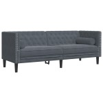 vidaXL Set canapele Chesterfield cu perne rulou, 3 piese, gri, catifea vidaXL Set canapele Chesterfield cu perne rulou, 3 piese, gri, catifea