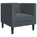 vidaXL Set canapele Chesterfield cu perne rulou, 3 piese, gri, catifea vidaXL Set canapele Chesterfield cu perne rulou, 3 piese, gri, catifea