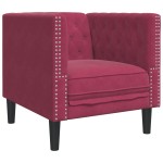 vidaXL Set canapele Chesterfield perne rulou 3 piese roșu vin catifea