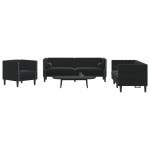 vidaXL Set canapele Chesterfield cu perne rulou 3 piese negru catifea vidaXL Set canapele Chesterfield cu perne rulou 3 piese negru catifea