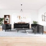 vidaXL Set canapele Chesterfield cu perne rulou 3 piese negru catifea vidaXL Set canapele Chesterfield cu perne rulou 3 piese negru catifea