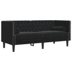 vidaXL Set canapele Chesterfield cu perne rulou 3 piese negru catifea vidaXL Set canapele Chesterfield cu perne rulou 3 piese negru catifea