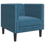 vidaXL Set canapele Chesterfield perne rulou 3 piese albastru catifea vidaXL Set canapele Chesterfield perne rulou 3 piese albastru catifea