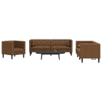 vidaXL Set canapele Chesterfield perne 3 piese maro piele întoarsă eco vidaXL Set canapele Chesterfield perne 3 piese maro piele întoarsă eco