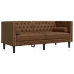 vidaXL Set canapele Chesterfield perne 3 piese maro piele întoarsă eco vidaXL Set canapele Chesterfield perne 3 piese maro piele întoarsă eco