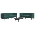 vidaXL Set canapele Chesterfield cu perne rulou 2 piese verde catifea vidaXL Set canapele Chesterfield cu perne rulou 2 piese verde catifea