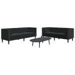 vidaXL Set canapele Chesterfield cu perne rulou 2 piese negru catifea vidaXL Set canapele Chesterfield cu perne rulou 2 piese negru catifea
