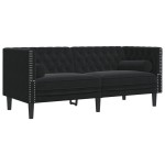 vidaXL Set canapele Chesterfield cu perne rulou 2 piese negru catifea vidaXL Set canapele Chesterfield cu perne rulou 2 piese negru catifea