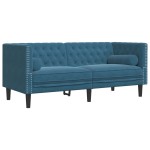 vidaXL Set canapele Chesterfield perne rulou 2 piese albastru catifea vidaXL Set canapele Chesterfield perne rulou 2 piese albastru catifea