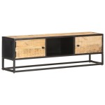 vidaXL Comodă TV cu ușă sculpată, 130 x 30 x 40 cm, lemn mango brut vidaXL Comodă TV cu ușă sculpată, 130 x 30 x 40 cm, lemn mango brut