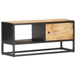 vidaXL Comodă TV cu ușă sculpată, 90 x 30 x 40 cm, lemn de mango brut vidaXL Comodă TV cu ușă sculpată, 90 x 30 x 40 cm, lemn de mango brut