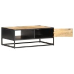 vidaXL Măsuță de cafea cu ușă sculptată 90x55x 36 cm lemn mango brut vidaXL Măsuță de cafea cu ușă sculptată 90x55x 36 cm lemn mango brut