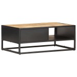 vidaXL Măsuță de cafea cu ușă sculptată 90x55x 36 cm lemn mango brut vidaXL Măsuță de cafea cu ușă sculptată 90x55x 36 cm lemn mango brut