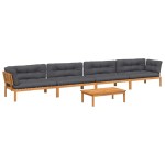 vidaXL Set canapele de grădină cu perne din paleți 5 piese lemn acacia