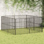 vidaXL Țarc pentru câini cu 8 panouri, negru, oțel galvanizat vidaXL Țarc pentru câini cu 8 panouri, negru, oțel galvanizat