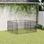 vidaXL Țarc pentru câini cu 8 panouri, negru, oțel galvanizat vidaXL Țarc pentru câini cu 8 panouri, negru, oțel galvanizat