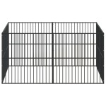 vidaXL Țarc pentru câini cu 8 panouri, negru, oțel galvanizat vidaXL Țarc pentru câini cu 8 panouri, negru, oțel galvanizat