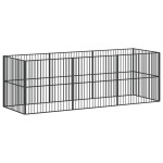 vidaXL Țarc pentru câini cu 8 panouri, negru, oțel galvanizat vidaXL Țarc pentru câini cu 8 panouri, negru, oțel galvanizat