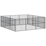 vidaXL Țarc pentru câini cu 12 panouri, negru, oțel galvanizat vidaXL Țarc pentru câini cu 12 panouri, negru, oțel galvanizat