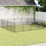 vidaXL Țarc pentru câini cu 16 panouri, negru, oțel galvanizat vidaXL Țarc pentru câini cu 16 panouri, negru, oțel galvanizat