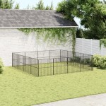 vidaXL Țarc pentru câini cu 16 panouri, negru, oțel galvanizat vidaXL Țarc pentru câini cu 16 panouri, negru, oțel galvanizat