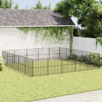 vidaXL Țarc pentru câini cu 20 panouri, negru, oțel galvanizat vidaXL Țarc pentru câini cu 20 panouri, negru, oțel galvanizat