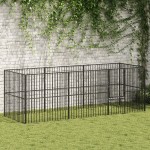 vidaXL Țarc pentru câini cu 8 panouri, negru, oțel galvanizat vidaXL Țarc pentru câini cu 8 panouri, negru, oțel galvanizat
