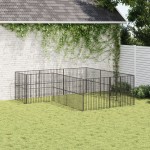 vidaXL Țarc pentru câini cu 12 panouri, negru, oțel galvanizat vidaXL Țarc pentru câini cu 12 panouri, negru, oțel galvanizat