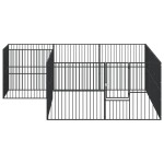 vidaXL Țarc pentru câini cu 12 panouri, negru, oțel galvanizat vidaXL Țarc pentru câini cu 12 panouri, negru, oțel galvanizat