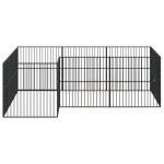 vidaXL Țarc pentru câini cu 12 panouri, negru, oțel galvanizat vidaXL Țarc pentru câini cu 12 panouri, negru, oțel galvanizat