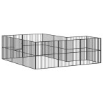 vidaXL Țarc pentru câini cu 12 panouri, negru, oțel galvanizat vidaXL Țarc pentru câini cu 12 panouri, negru, oțel galvanizat