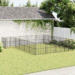 vidaXL Țarc pentru câini cu 20 panouri, negru, oțel galvanizat vidaXL Țarc pentru câini cu 20 panouri, negru, oțel galvanizat