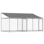 vidaXL Cușcă câini cu acoperiș și uși, gri, 4x2x2 m, oțel galvanizat vidaXL Cușcă câini cu acoperiș și uși, gri, 4x2x2 m, oțel galvanizat