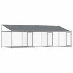 vidaXL Cușcă câini cu acoperiș și uși, gri, 6x2x2 m, oțel galvanizat vidaXL Cușcă câini cu acoperiș și uși, gri, 6x2x2 m, oțel galvanizat