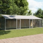 vidaXL Cușcă câini cu acoperiș și uși, gri, 6x2x2 m, oțel galvanizat vidaXL Cușcă câini cu acoperiș și uși, gri, 6x2x2 m, oțel galvanizat