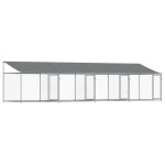 vidaXL Cușcă câini cu acoperiș și uși, gri, 8x2x2 m, oțel galvanizat vidaXL Cușcă câini cu acoperiș și uși, gri, 8x2x2 m, oțel galvanizat