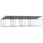 vidaXL Cușcă câini cu acoperiș și uși, gri, 8x2x2 m, oțel galvanizat vidaXL Cușcă câini cu acoperiș și uși, gri, 8x2x2 m, oțel galvanizat