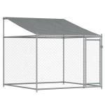 vidaXL Cușcă câini cu acoperiș și uși, gri, 8x2x2 m, oțel galvanizat vidaXL Cușcă câini cu acoperiș și uși, gri, 8x2x2 m, oțel galvanizat