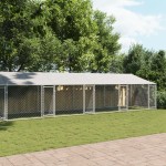 vidaXL Cușcă câini cu acoperiș și uși, gri, 10x2x2 m, oțel galvanizat vidaXL Cușcă câini cu acoperiș și uși, gri, 10x2x2 m, oțel galvanizat