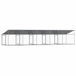 vidaXL Cușcă câini cu acoperiș și uși, gri, 10x2x2 m, oțel galvanizat vidaXL Cușcă câini cu acoperiș și uși, gri, 10x2x2 m, oțel galvanizat