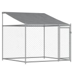 vidaXL Cușcă câini cu acoperiș și uși, gri, 10x2x2 m, oțel galvanizat vidaXL Cușcă câini cu acoperiș și uși, gri, 10x2x2 m, oțel galvanizat