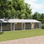 vidaXL Cușcă câini cu acoperiș și uși, gri, 12x2x2 m, oțel galvanizat vidaXL Cușcă câini cu acoperiș și uși, gri, 12x2x2 m, oțel galvanizat